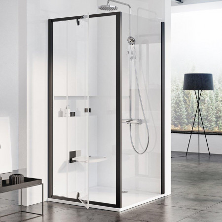 Ravak Drzwi prysznicowe PDOP1-90 czarne, szkło Transparent - 829840_O1