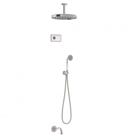 Tres Clasic Podtynkowy termostatyczny elektroniczny zestaw prysznicowy Shower Technology Blue Edition z deszczownicą Stal - 823902_O1