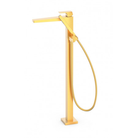 Tres Slim Bateria jednouchwytowa podłogowa wannowa i prysznicowa 24-K Matowe Złoto