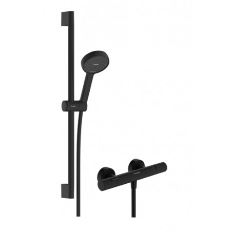 Hansgrohe Activera Select S System prysznicowy 95 2jet EcoSmart z drążkiem 65 cm i term. Ecostat Fine, natynkowy Czarny Matowy