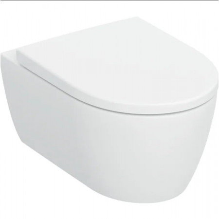 Geberit Zestaw wiszącej miski WC iCon, lejowa, ukryte mocowania, TurboFlush, z deską sedesową: T:53cm, w\o, Zawiasy wypinane:Bloko