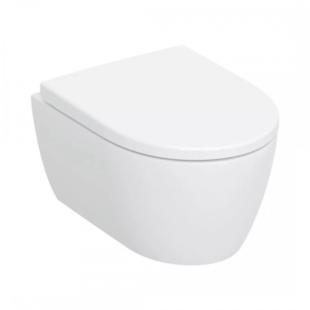 Geberit Zestaw wiszącej miski WC iCon, lejowa, krótka, ukryte mocowania, TurboFlush, z deską sedesową: T:49cm, w\o, Zawiasy wypina