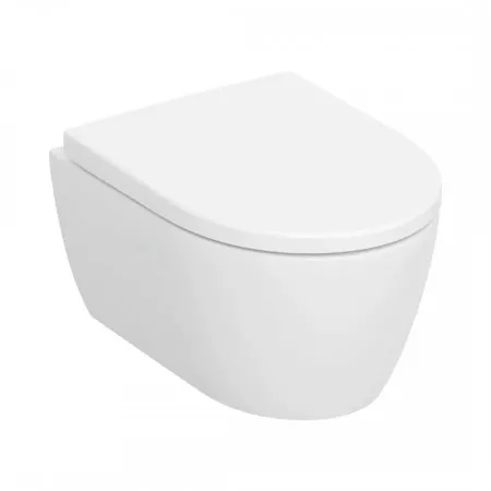 Geberit Zestaw wiszącej miski WC iCon, lejowa, krótka, ukryte mocowania, TurboFlush, z deską sedesową: T:49cm, w\o, Zawiasy wypina