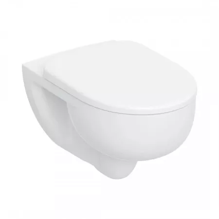Geberit Zestaw wiszącej miski WC Selnova, lejowa, TurboFlush, z deską sedesową: T:54cm, w\o, Zawiasy wypinane, Mocowanie od góry, Biały