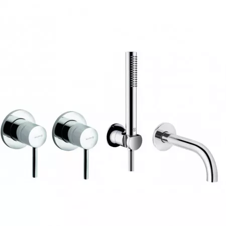 Kludi Bozz bateria wannowa podtynkowa 4-otwry z wylewką (389250576 +38826N +3850505) chrom