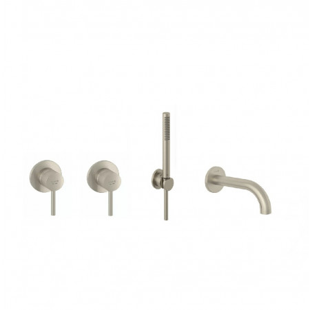 Kludi Bozz Zestaw wannowy podtynkowy 4 otwory z wylewką (38925N576 + 38826N + 38505N5) nikiel szczotkowany