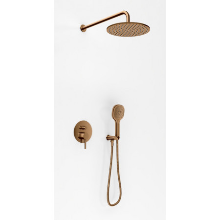 Kohlman Axel Brushed Copper Zestaw prysznicowy z deszczownicą 30cm i słuchawką