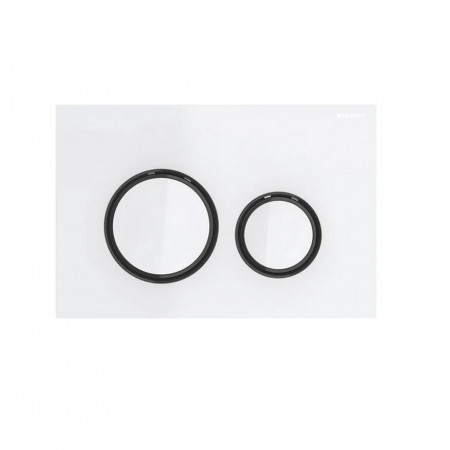 Geberit Sigma21 Przycisk uruchamiający, szkło białe, pierścienie: czarny chrom - 818962_O1