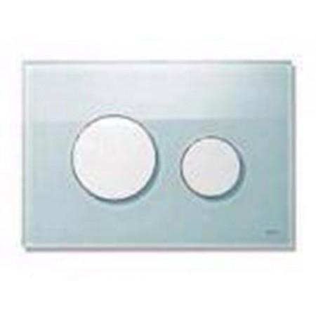 Tece Loop przycisk spłukujący do WC ze szkła, szkło zielone, przyciski białe