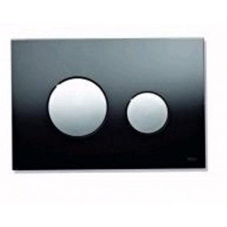 Tece Loop przycisk spłukujący do WC ze szkła, szkło czarne, przyciski złote