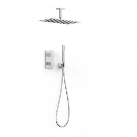 Tres Slim Exclusive Zestaw prysznicowy podt. termostatyczny z deszczownicą 40x25 cm Chrom - 862662_O1