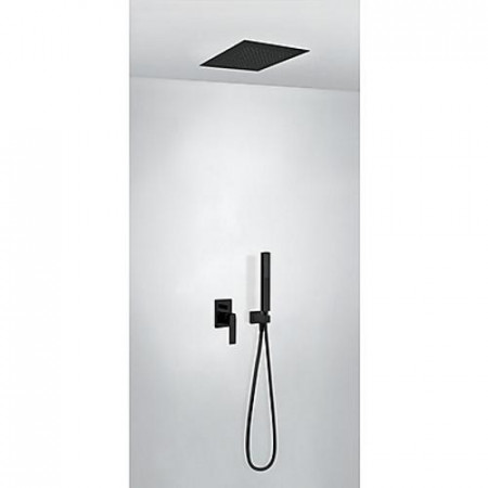 Tres Slim Exclusive kompletny zestaw prysznicowy podtynkowy deszczownica 380x380 mm czarny matowy - 742360_O1
