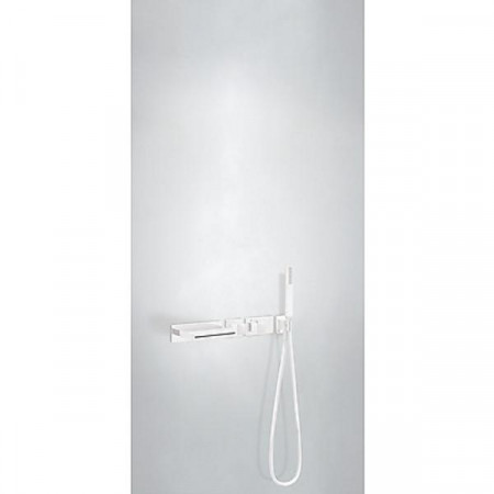 Tres Block System kompletny zestaw wannowo-prysznicowy podtynkowy termostatyczny 2-drożny wylewka kaskada biały matowy - 755284_O1