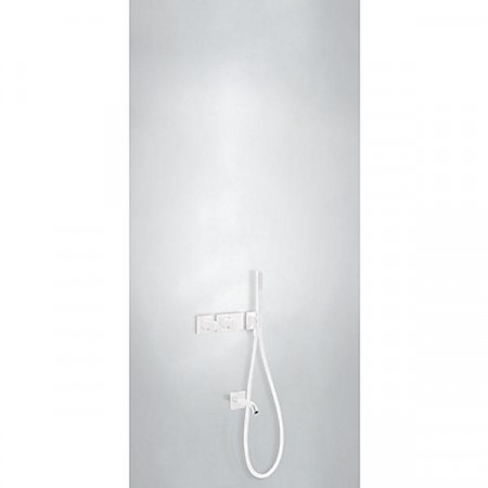Tres Block System kompletny zestaw wannowo-prysznicowy podtynkowy termostatyczny 2-drożny wylewka biały matowy - 754684_O1