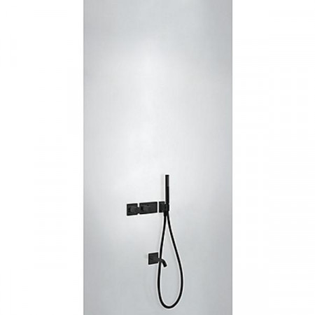 Tres Block System kompletny zestaw wannowo-prysznicowy podtynkowy termostatyczny 2-drożny wylewka czarny matowy - 754868_O1