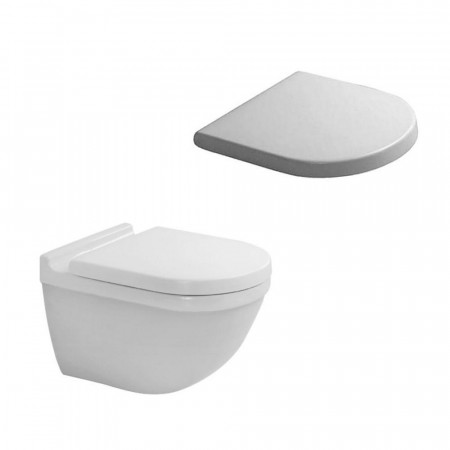 Duravit Starck 3 zestaw miska WC wisząca 54cm biała (ukryte mocowania) z deską wolnoopadającą (2225090000+0063890000) - 436301_O1