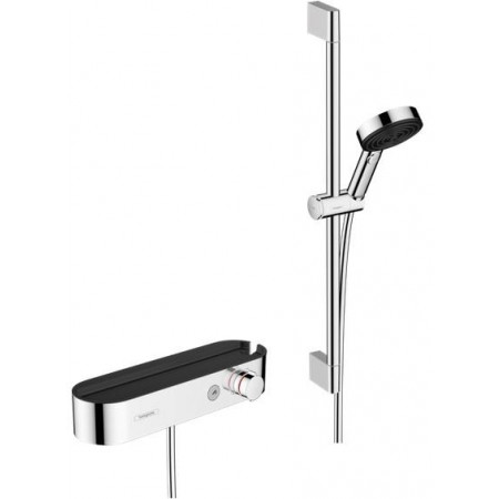 Hansgrohe Pulsify Select System prysznicowy 105 3jet Relaxation z główką prysznicową, baterią termostatyczną prysznicową, drążkiem 65 cm, suwakiem i wężem chrom - 828649_O1