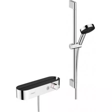 Hansgrohe Pulsify Select System prysznicowy 105 3jet Relaxation z główką prysznicową, baterią termostatyczną prysznicową, drążkiem 65 cm, suwakiem i wężem chrom - 828649_O1