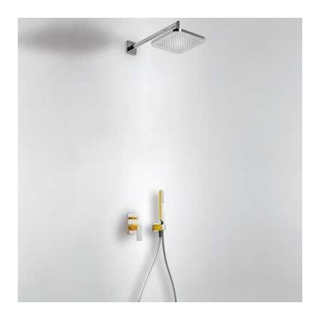 Tres Loft-Colors kompletny zestaw prysznicowy podtynkowy deszczownica 220x220 mm bursztynowy chrom
