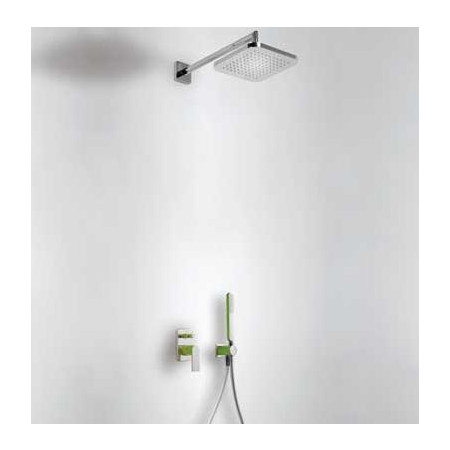 Tres Loft-Colors kompletny zestaw prysznicowy podtynkowy deszczownica 220x220 mm zielony chrom