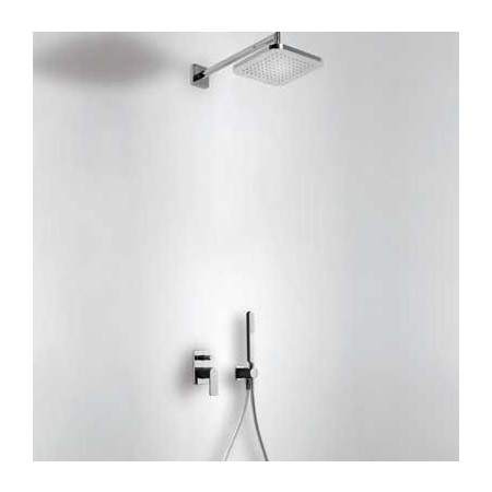 Tres Loft-Colors CZARNY kompletny zestaw prysznicowy podtynkowy deszczownica 220x220 mm czarny chrom
