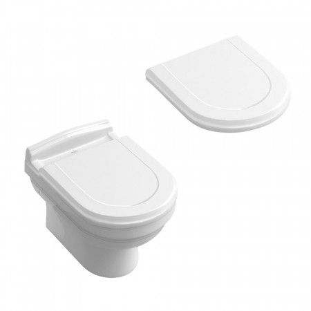 Villeroy & Boch Hommage zestaw miska WC wisząca z powłoką 60 cm Weiss Alpin Ceramicplus (ukryte mocowania) z deską wolnoopadającą (6661B0R1 +8809S1R1)