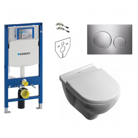 Geberit Villeroy O.Novo Zestaw Stelaż podtynkowy z miska WC wiszącą, deską w/o (111.320.00.6+111.815.00.1+115.882.KH.1+5660H101)