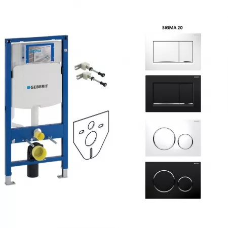 Geberit zestaw 4w1 stelaż podtynkowy duofix Sigma H112 z przyciskiem do wyboru (111.320.00.5 +111.815.00.1 +12345678 +115.883.KJ.1)