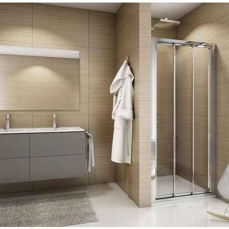 SanSwiss Top-Line drzwi przesuwane trzyczęściowe 80 cm profil srebrny mat, szkło durlux