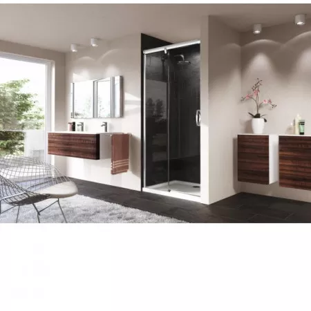 HUPPE AURA Elegance drzwi suwane 120 x 190 cm 1-częściowe ze stałym segmentem srebrny matowy