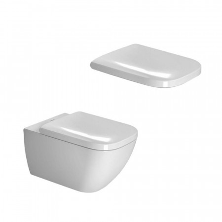Duravit Happy D.2 zestaw miska WC wisząca 54 cm biała z deską wolnoopadającą (2221090000+0064590000)