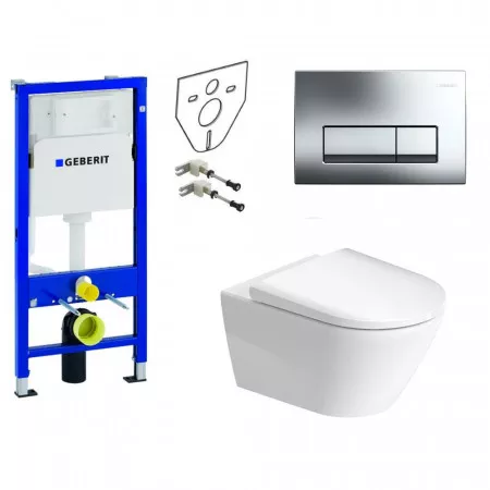 Geberit Duravit D-Neo Zestaw Stelaż podtynkowy z miską WC wiszącą z wolnoopadającą (111.170.00.1 + 115.119.21.1 + 45770900A1)