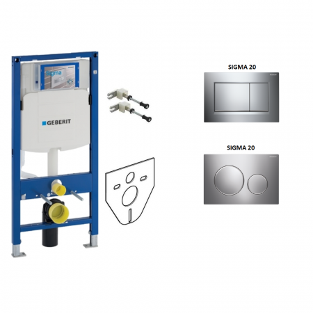 Geberit zestaw 4w1 stelaż podtynkowy duofix Sigma H112 z przyciskiem Sigma30 chrom (111.320.00.5 + 115.883.KH.1)