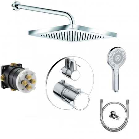 Kludi Zenta SL bateria, Zestaw prysznicowy podtynkowy term, deszczownica (388100545+88022+6653105-00+6651405-00+6983005-00)