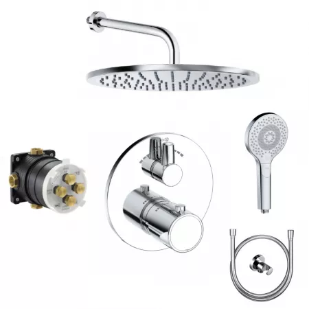 Kludi Zenta SL bateria, Zestaw prysznicowy podtynkowy term, deszczownica (388100545 + 88022 + 6432505-00 + 6651405-00 + 6983005-00)