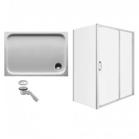 Huppe Ena kabina prysznicowa 120x80 + brodzik Duravit D-Code + syfon (140503069322 + 140402069322)
