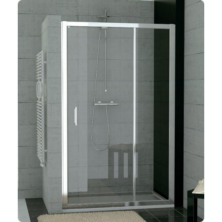 SanSwiss Top-Line drzwi jednoczęściowe ze ścianką stałą w linii 80 cm profil srebrny mat, szkło przezroczyste
