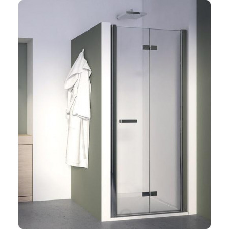SanSwiss Swing-Line F drzwi dwuczęściowe składane 90 cm lewa profil srebrny mat, szkło lustrzane