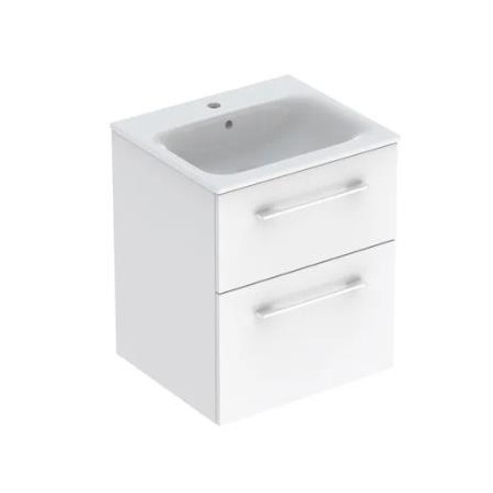 Geberit Selnova Square Zestaw umywalka z niskim rantem 55cm + szafka 2 szuflady, kolor biały połysk - 880969_O1