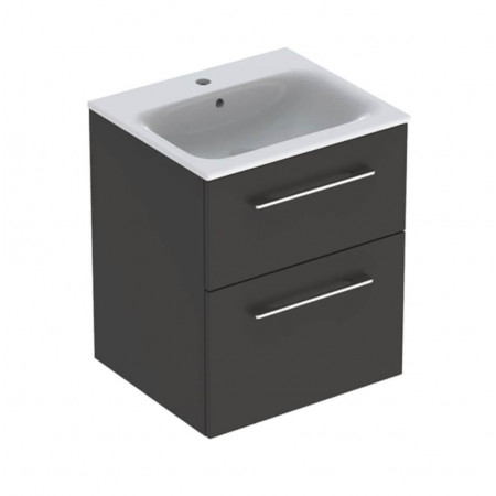 Geberit Selnova Square Zestaw umywalka z niskim rantem 55cm + szafka 2 szuflady, kolor lava mat - 880970_O1