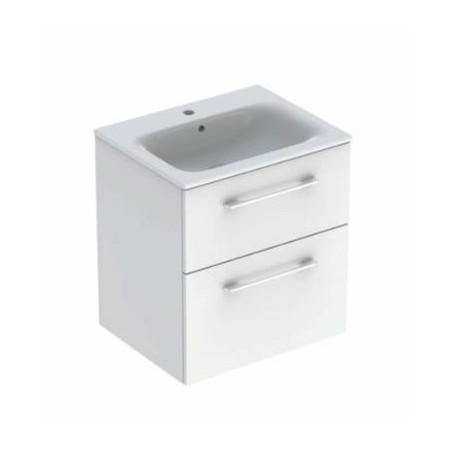 Geberit Selnova Square Zestaw umywalka z niskim rantem 60cm + szafka 2 szuflady, kolor biały połysk - 880973_O1