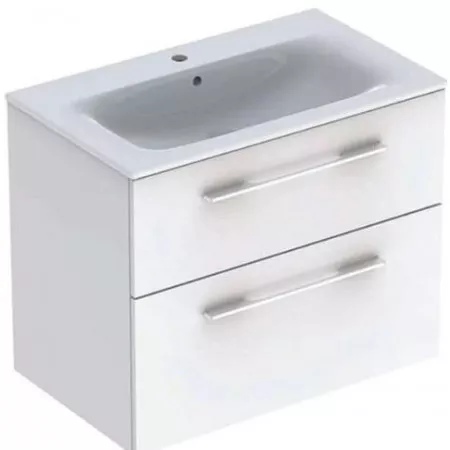 Geberit Selnova Square Zestaw umywalka z niskim rantem 80cm + szafka 2 szuflady, kolor biały połysk - 880977_O1