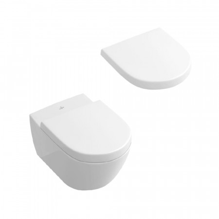 Villeroy & Boch Subway 2.0 zestaw miska WC wisząca bezrantowa DirectFlush z deską wolnoopadającą wiess alpin ceramicplus (5614R0R1+9M68S101)