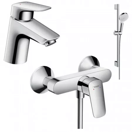 Hansgrohe Logis Zestaw baterii umywalkowa prysznicowa (71070000 +71600000 +26532400) chrom