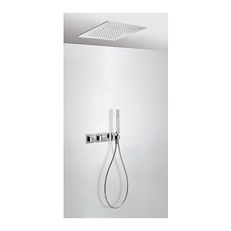 Tres Block System kompletny zestaw prysznicowy podtynkowy termostatyczny 2-drożny deszczownica 380x380 mm chrom