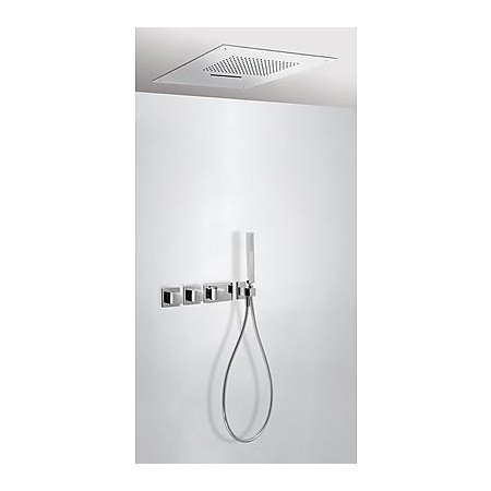 Tres Block System kompletny zestaw prysznicowy podtynkowy termostatyczny 3-drożny deszczownica 280x550 mm chrom