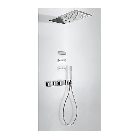 Tres Block System kompletny zestaw prysznicowy podtynkowy termostatyczny 4-drożny deszczownica 280x550 mm chrom