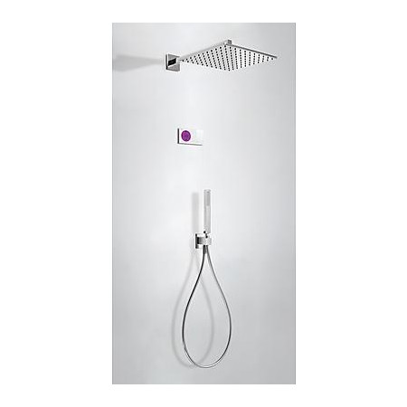 Tres Shower Technology kompletny zestaw prysznicowy podtynkowy termostatyczny elektroniczny 2-drożny deszczownica 300x300 mm chrom