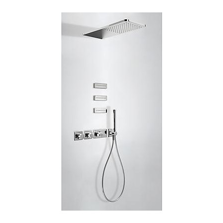 Tres Block System kompletny zestaw prysznicowy podtynkowy termostatyczny 3-drożny deszczownica 210x550 mm chrom