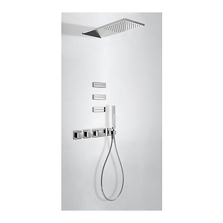 Tres Block System kompletny zestaw prysznicowy podtynkowy termostatyczny 3-drożny deszczownica 210x550 mm chrom